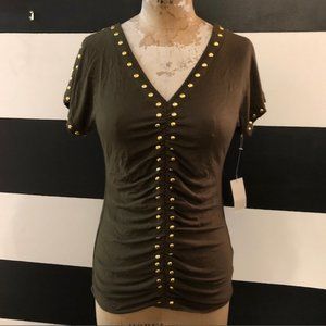 CARMEN MARC VALVO- NEW top w/gold studs S